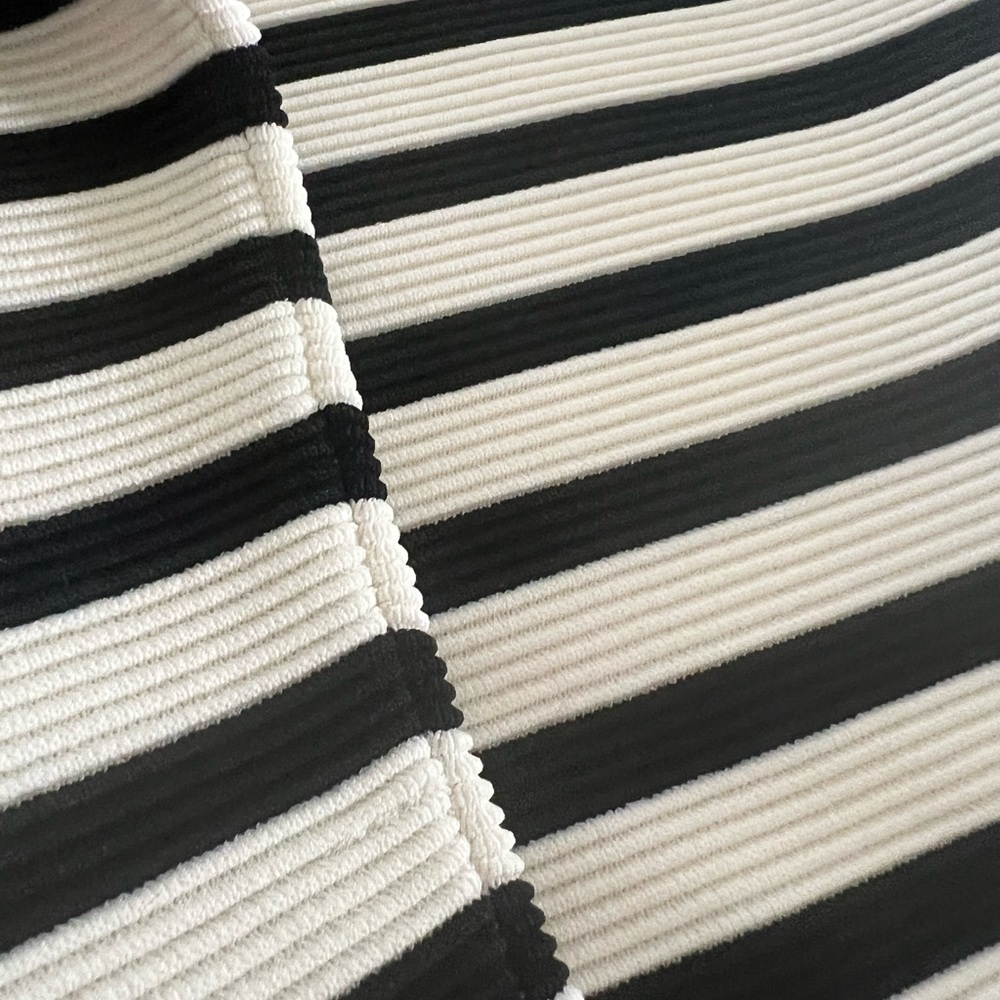Kate Spade | Fancy to Meet You Black and Cream Striped Mini scuba knit Dress - Picture 5 of 7